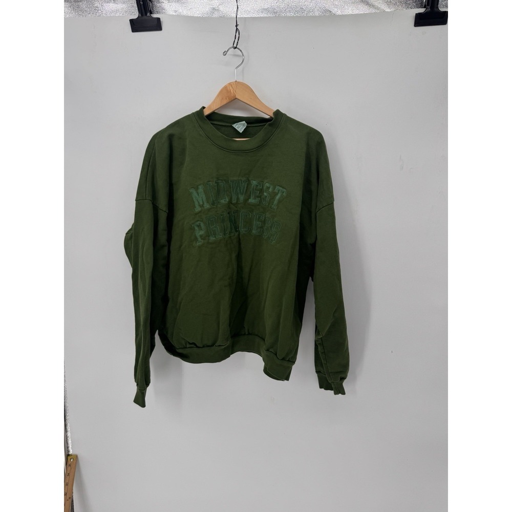 Chappell Roan Midwest Princess Collegiate Crewneck Sweatshirt XLarge green embro